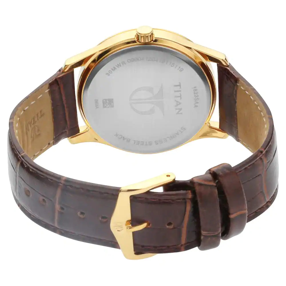 TITAN Silver Dial Leather Strap Watch 1823YL01 - KRISHNA WATCH COMPANY