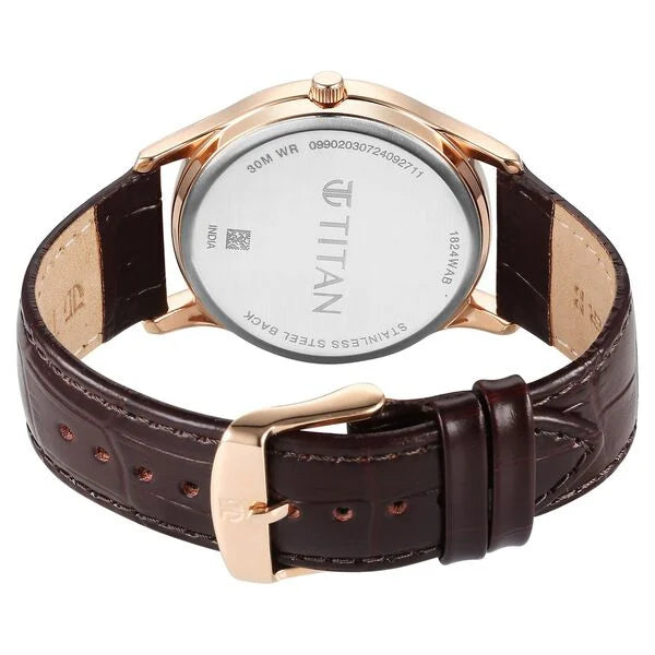 Titan Karishma Quartz Analog Leather Strap Watch For Men - 1824WL03 - KRISHNA WATCH COMPANY