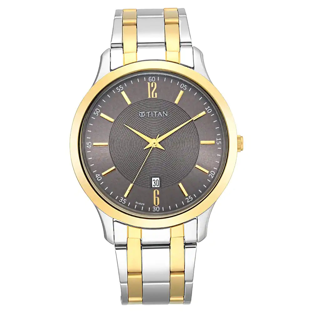 Titan Dark Brown Dial Metal Strap Watch - NT1825BM01 - KRISHNA WATCH COMPANY