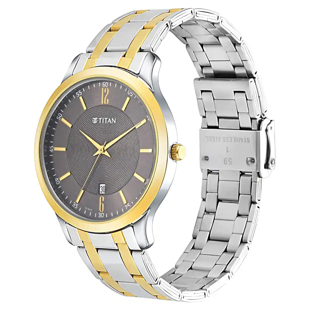 Titan Dark Brown Dial Metal Strap Watch - NT1825BM01 - KRISHNA WATCH COMPANY