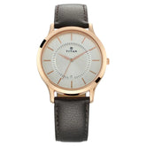 Titan Silver Dial Leather Strap Watch - 1825WL01