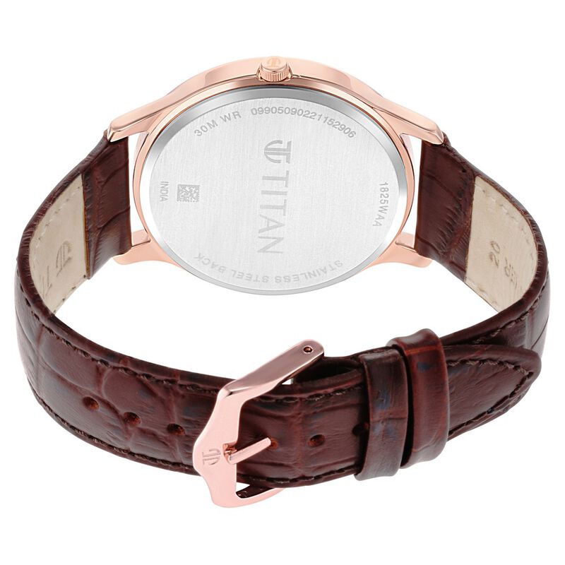 Titan Rose Gold Dial Analog with Date Leather Strap watch for Men NR1825WL02 - KRISHNA WATCH COMPANY