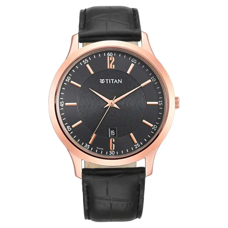 TITAN Black Dial Leather Strap Watch 1825WL03 / NR1825WL03 - KRISHNA WATCH COMPANY