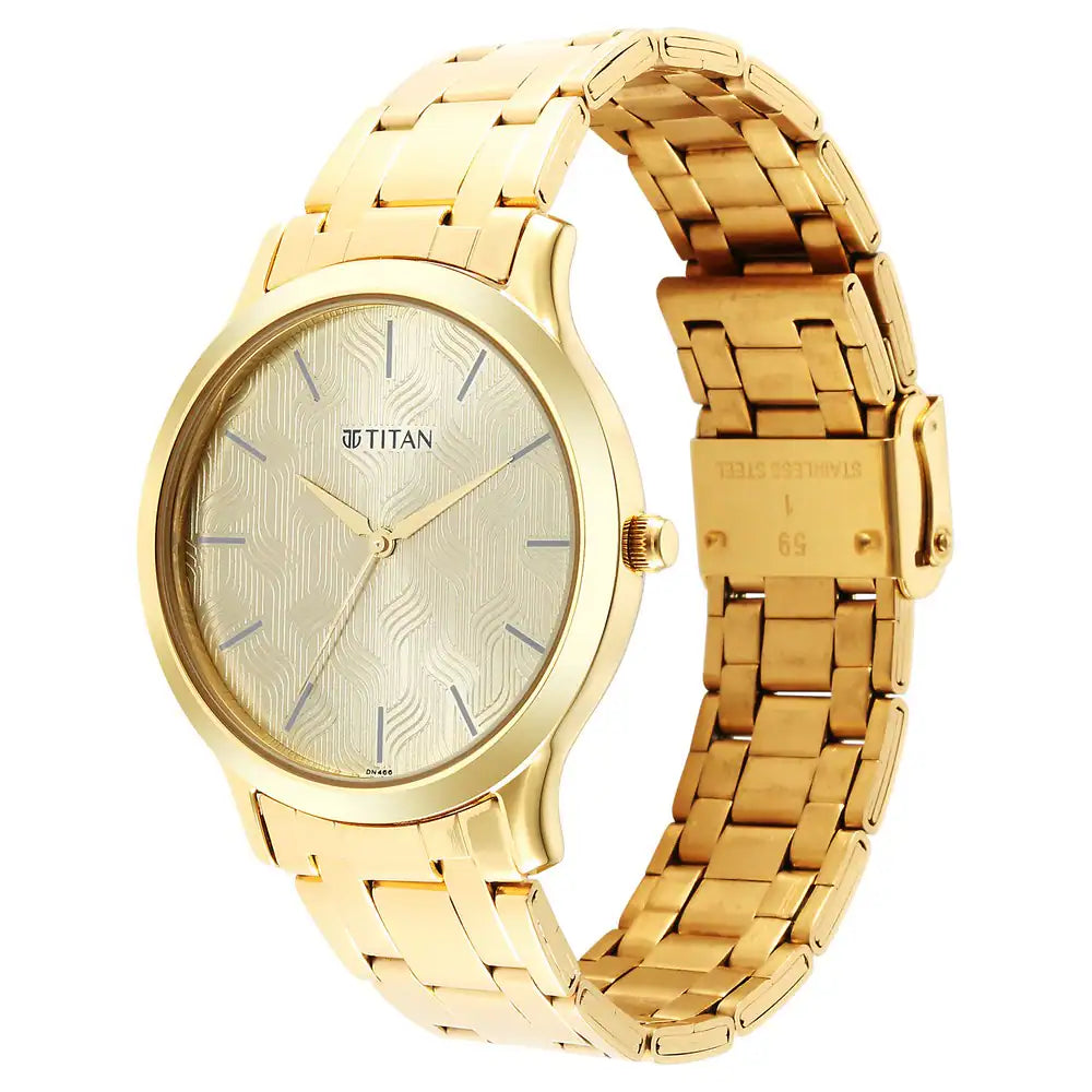 TITAN Karishma Radiance Champagne Dial Analog Watch for Men - 1825YM03 - KRISHNA WATCH COMPANY