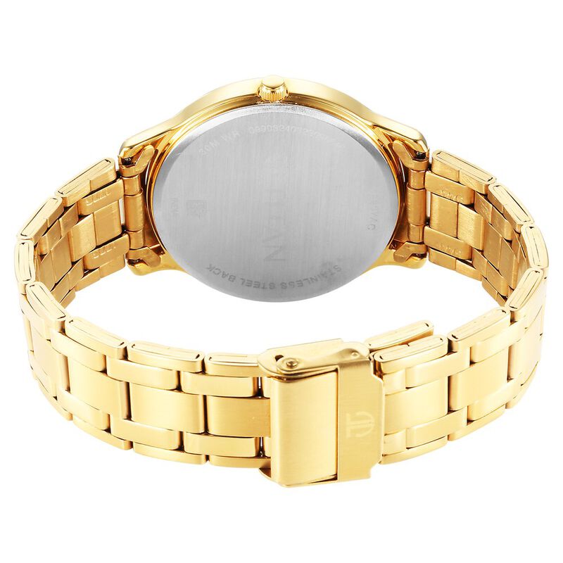 Titan Karishma Quartz Analog Champagne Dial Stainless Steel Strap Watch for Men 1825YM12 - KRISHNA WATCH COMPANY