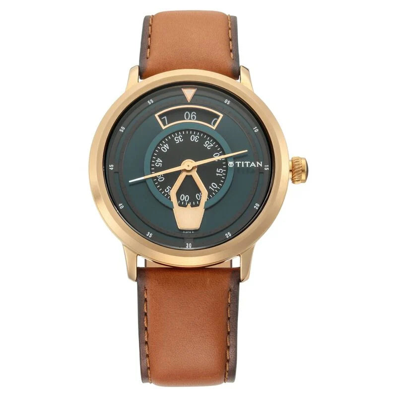 Titan Maritime Green Dial Analog Leather Strap watch for Men 1828QL01 - KRISHNA WATCH COMPANY