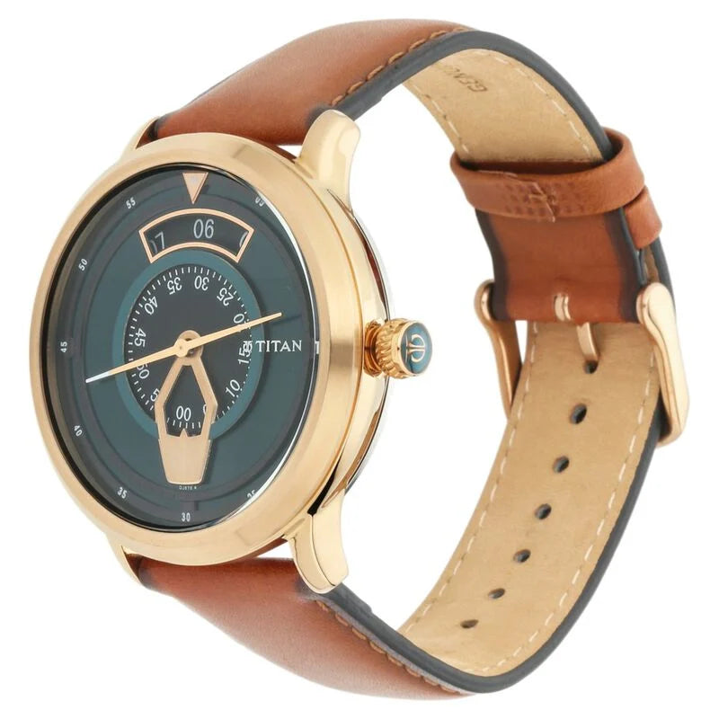 Titan Maritime Green Dial Analog Leather Strap watch for Men 1828QL01 - KRISHNA WATCH COMPANY