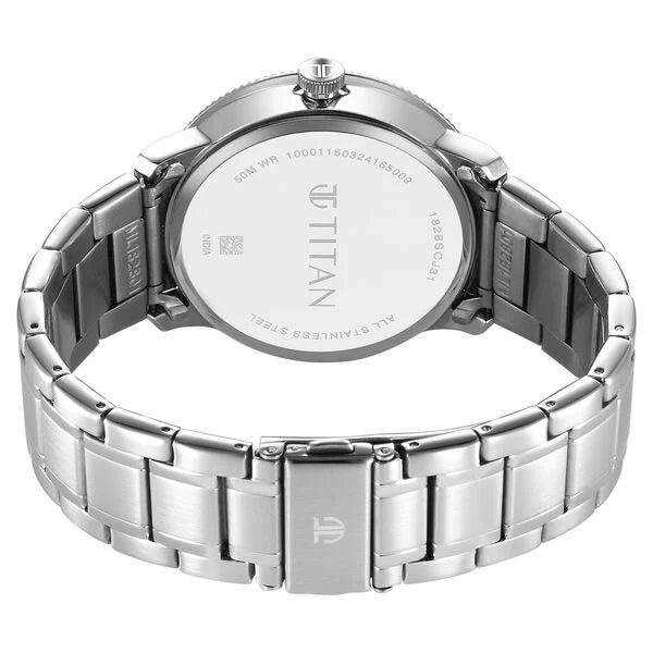 Titan Regalia Opulent Quartz Analog Blue Dial Silver Stainless Steel Strap Watch for Men 1828sm02 - KRISHNA WATCH COMPANY