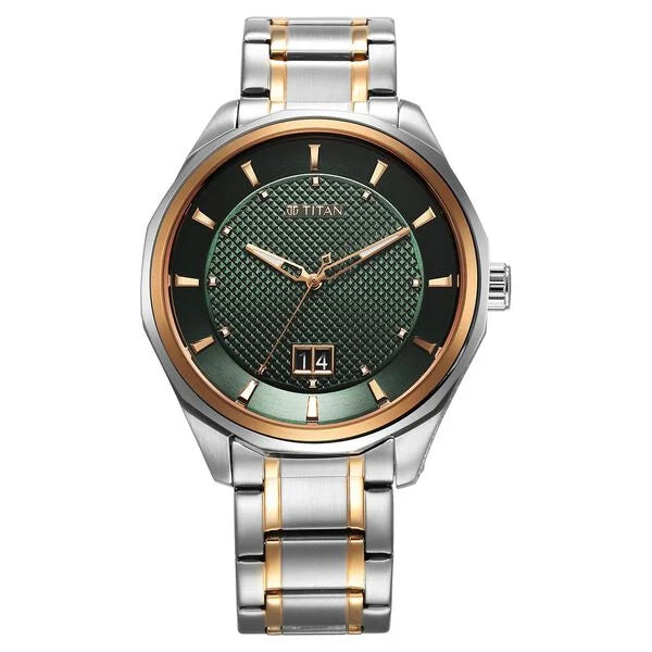 Titan Regalia Opulent Quartz Analog with Date Green Dial For Men - 1829KM06 - KRISHNA WATCH COMPANY