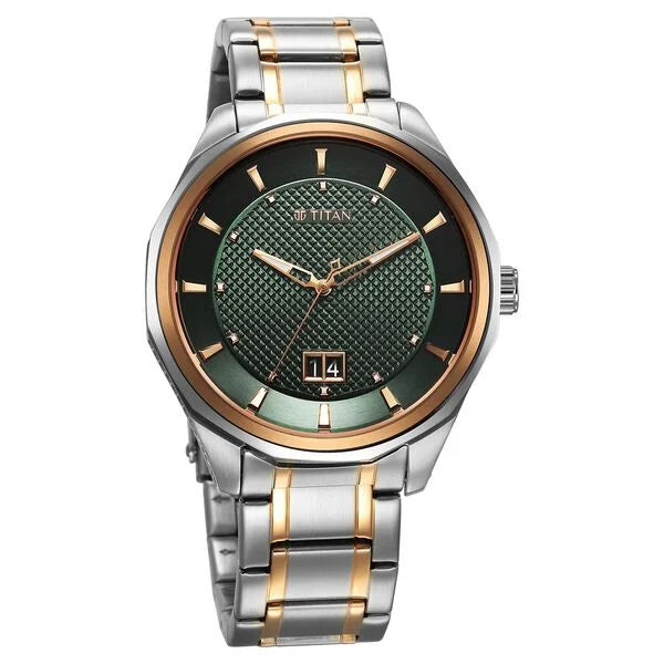 Titan Regalia Opulent Quartz Analog with Date Green Dial For Men - 1829KM06 - KRISHNA WATCH COMPANY