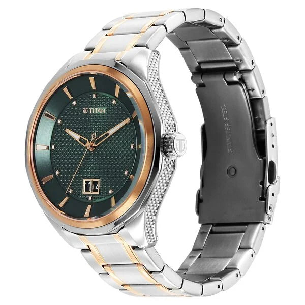 Titan Regalia Opulent Quartz Analog with Date Green Dial For Men - 1829KM06 - KRISHNA WATCH COMPANY