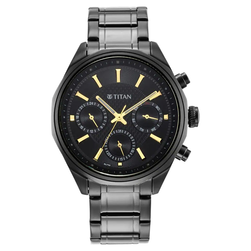 TITAN Regalia Opulent Black Dial Silver Stainless Steel Strap Watch NP1829NM02 - KRISHNA WATCH COMPANY