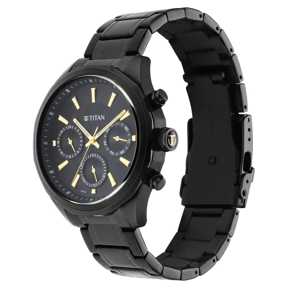 TITAN Regalia Opulent Black Dial Silver Stainless Steel Strap Watch NP1829NM02 - KRISHNA WATCH COMPANY