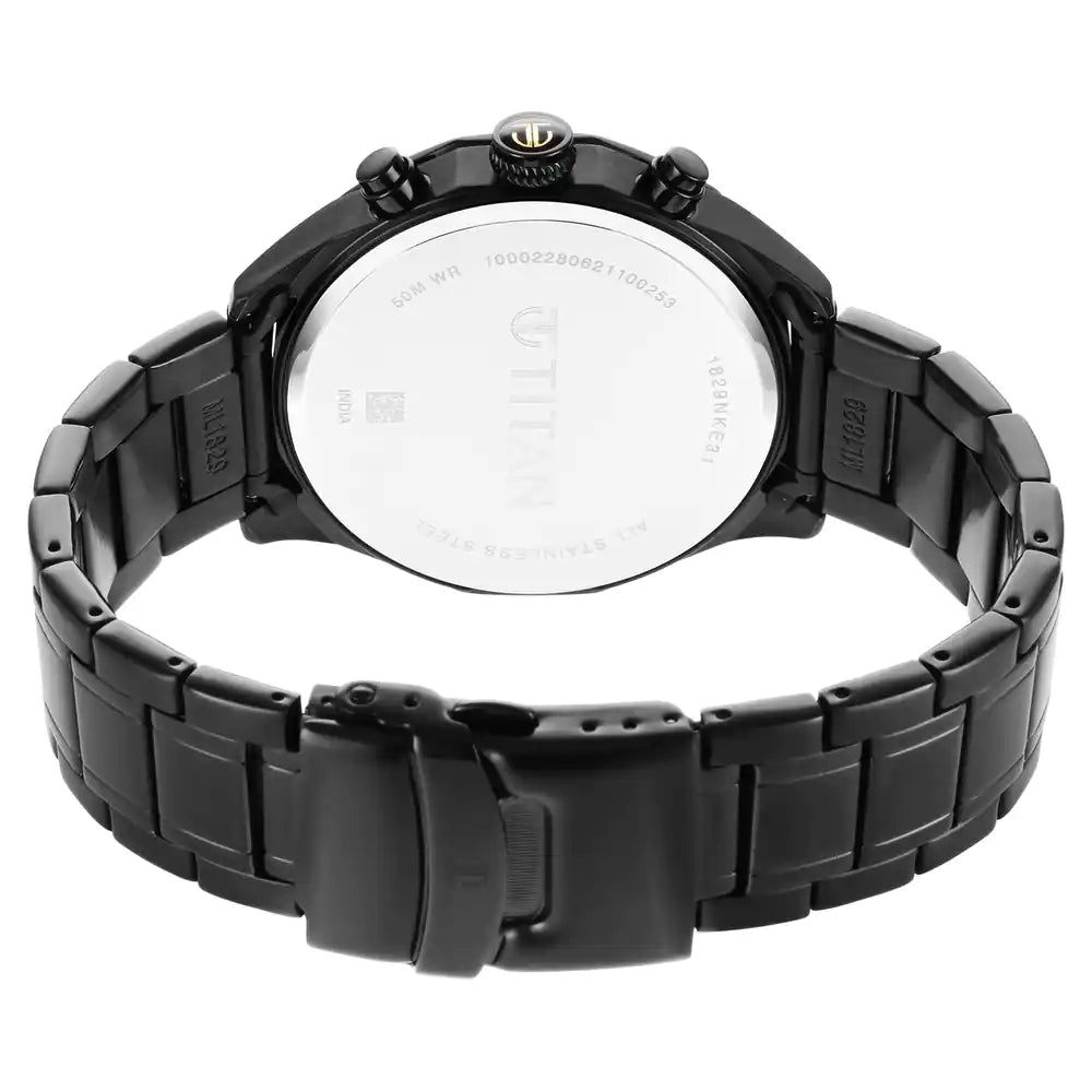 TITAN Regalia Opulent Black Dial Silver Stainless Steel Strap Watch NP1829NM02 - KRISHNA WATCH COMPANY