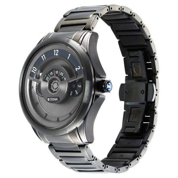 Titan Maritime Quartz Multifunction Anthracite Dial Stainless Steel Strap Watch for Men 1830qm01 - KRISHNA WATCH COMPANY