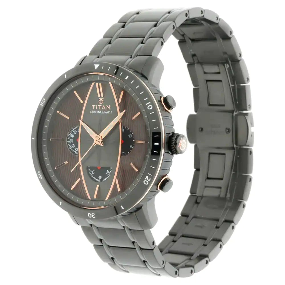 Titan Caravel from Maritime - Chronograph Watch with Tungsten bezel ring 1832KM01 - KRISHNA WATCH COMPANY