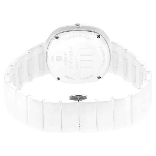 TITAN Edge Squircle White Dial Ceramic Strap Watch for Men 1841QC03
