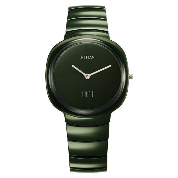 Titan Squircle Camo Quartz Analog Green Dial Ceramic Strap Watch For Unisex - 1841QC05 - KRISHNA WATCH COMPANY