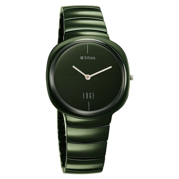 Titan Squircle Camo Quartz Analog Green Dial Ceramic Strap Watch For Unisex - 1841QC05 - KRISHNA WATCH COMPANY