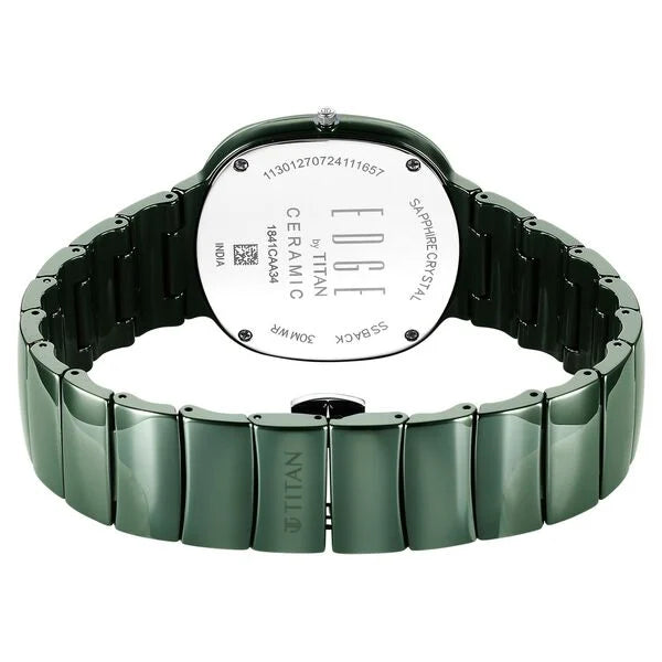 Titan Squircle Camo Quartz Analog Green Dial Ceramic Strap Watch For Unisex - 1841QC05 - KRISHNA WATCH COMPANY
