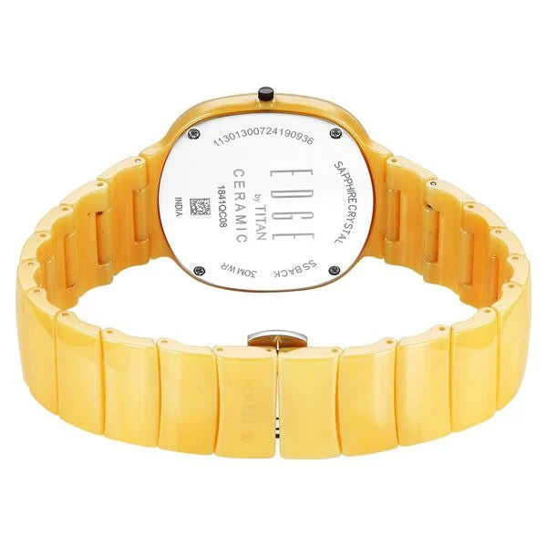 Titan Squircle Camo Quartz Analog Yellow Dial Ceramic Strap Watch For Unisex 1841qc08 - KRISHNA WATCH COMPANY