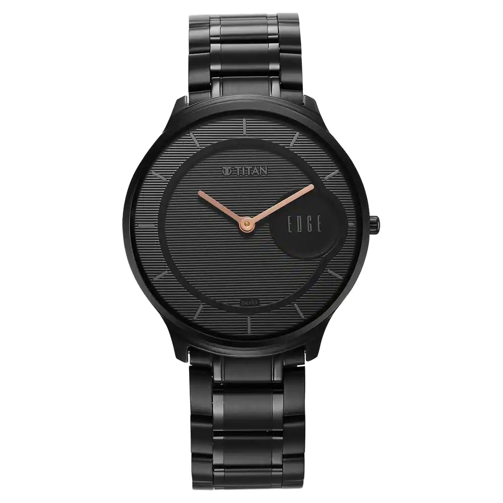 TITAN Edge Metal Black Dial Stainless Steel Strap Watch 1843NM03 - KRISHNA WATCH COMPANY