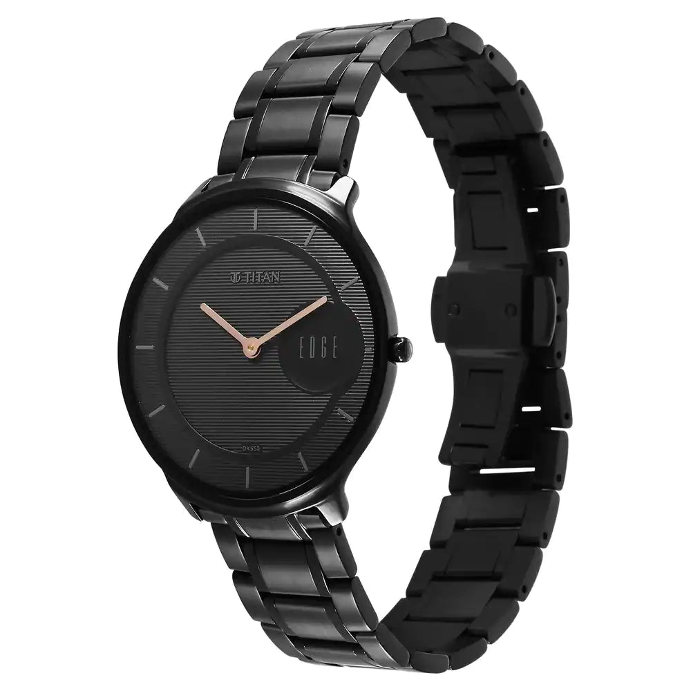 TITAN Edge Metal Black Dial Stainless Steel Strap Watch 1843NM03 - KRISHNA WATCH COMPANY