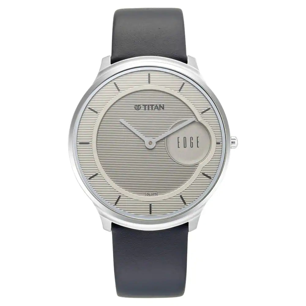 TITAN Edge Baseline Watch with Grey Dial & Blue Leather Strap 1843SL01(DL375) - KRISHNA WATCH COMPANY