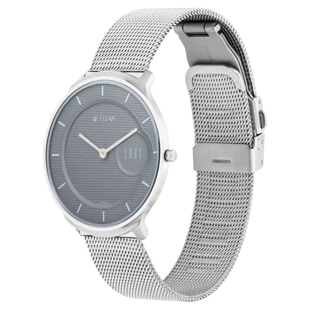TITAN Edge Watch with Grey dial in steel case and mesh strap NQ1843SM01 - KRISHNA WATCH COMPANY