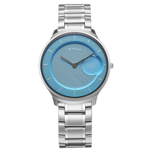 Titan Edge Murals Quartz Analog Blue Dial Stainless Steel Strap Watch For Men 1843sm04