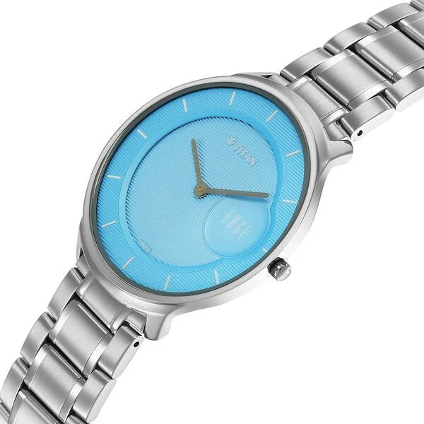 Titan Edge Murals Quartz Analog Blue Dial Stainless Steel Strap Watch For Men 1843sm04 - KRISHNA WATCH COMPANY