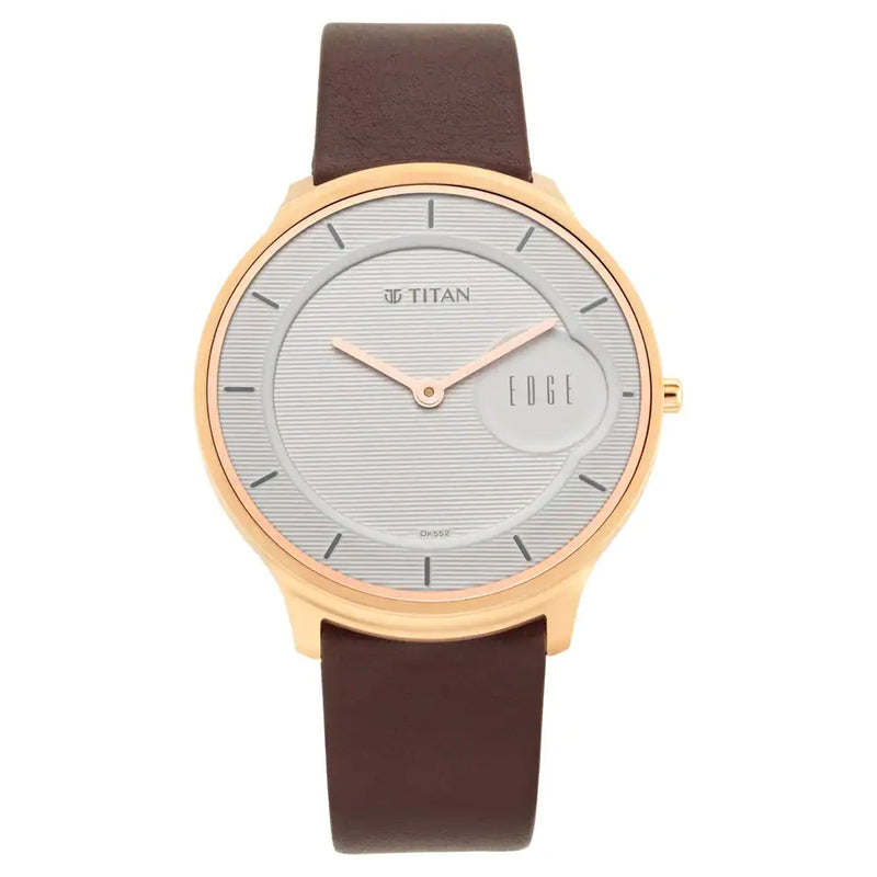 TITAN Edge Watch with Silver White Dial & Leather Strap NQ1843WL01 - KRISHNA WATCH COMPANY