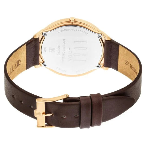 Titan Edge Quartz Analog White Dial Leather Strap Watch for Men - 1843WL01 - KRISHNA WATCH COMPANY