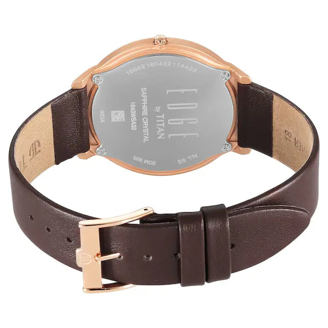 Titan Edge Watch with Silver White Dial & Leather Strap 1843WL03 - KRISHNA WATCH COMPANY