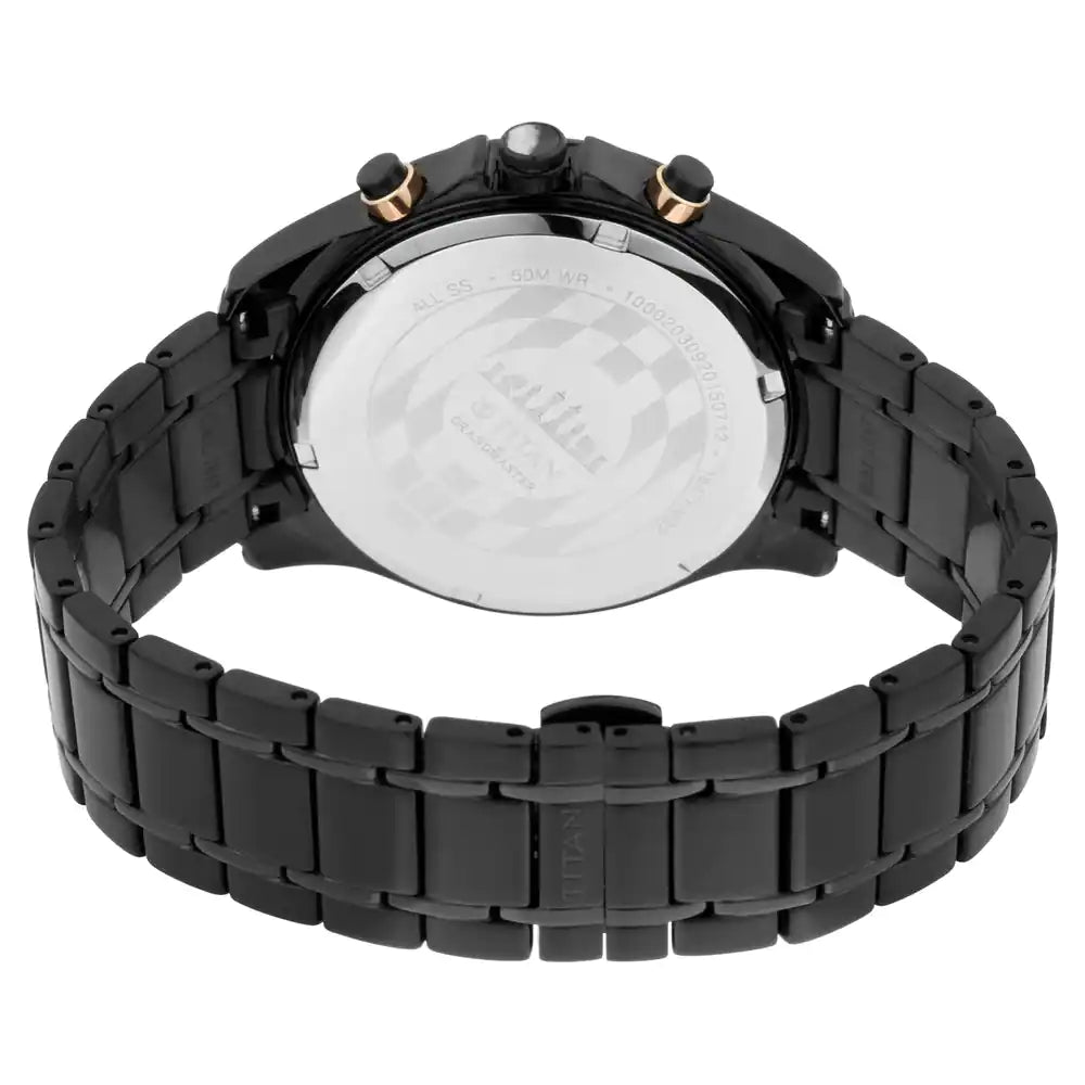 Titan Grandmaster Black Dial Chronograph Stainless Steel Strap watch for Men 1847KM02 - KRISHNA WATCH COMPANY
