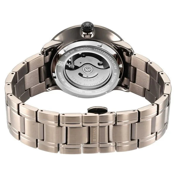 Titan Quartet Brown Dial Automatic Stainless Steel Strap Watch for Men 1848km05