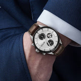 Titan Maritime White Dial Quartz Multifunction Leather Strap Watch for Men / 1873KL01