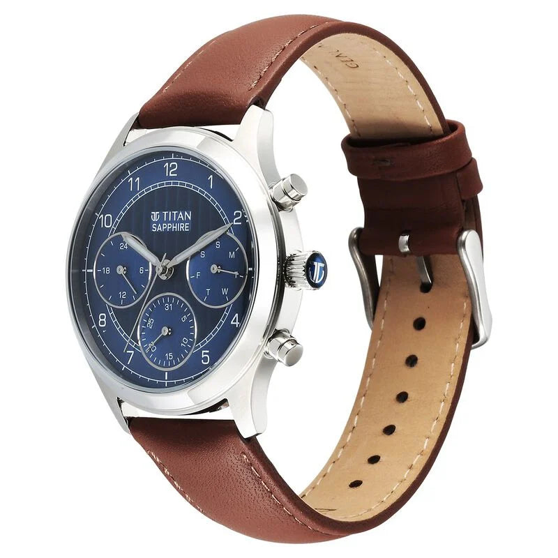 Titan Sapphire Quartz Multifunction Blue Dial Watch for Men - 1874SL06 - KRISHNA WATCH COMPANY