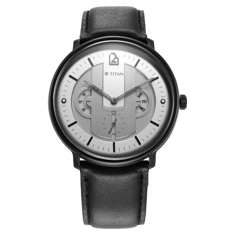 TITAN Quartet Silver Dial Leather Strap Watch - 1882NL01