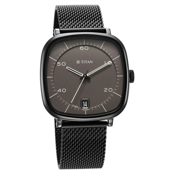 Titan Neo Curve Quartz Analog with Date Anthracite Dial Black Stainless Steel Strap Watch for Men 1885nm01 - KRISHNA WATCH COMPANY