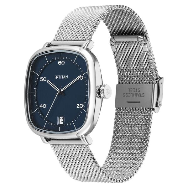 Titan Neo Curve Quartz Analog with Date Blue Dial Stainless Steel Strap Watch For Men 1885sm02 - KRISHNA WATCH COMPANY