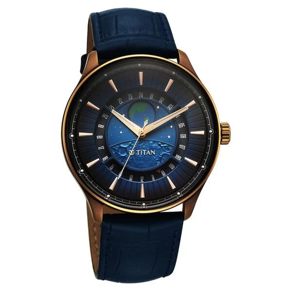 Titan Stellar Analog with Earth Disc Watch for Men 1890ql01 - KRISHNA WATCH COMPANY