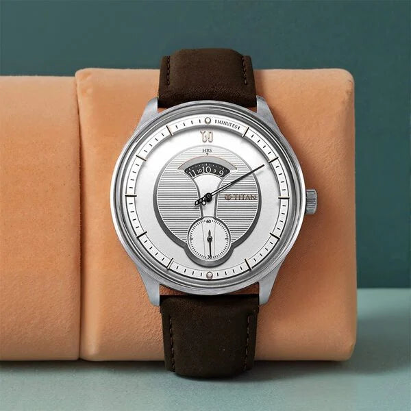 TITAN Quartet Silver Dial Leather Strap Watch 1890SL01 - KRISHNA WATCH COMPANY