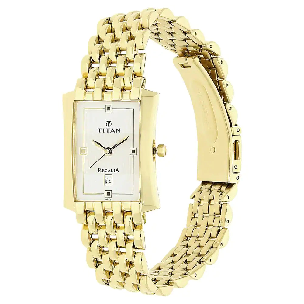 TITAN White Dial Golden Stainless Steel Strap Watch 1927YM04 - KRISHNA WATCH COMPANY