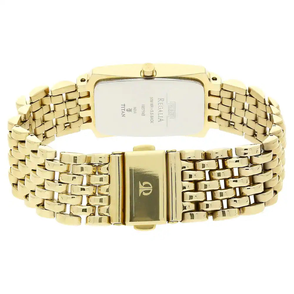 TITAN White Dial Golden Stainless Steel Strap Watch - 1927YM05 - KRISHNA WATCH COMPANY