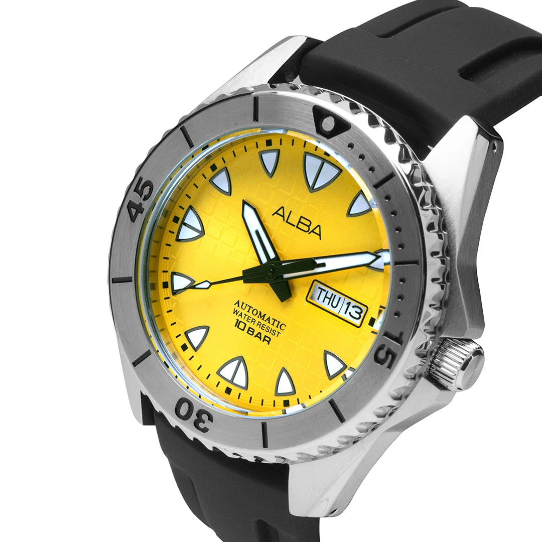 ALBA Mechanical Yellow Patterned Dial Automatic Men's Watch - AL4587X1 - KRISHNA WATCH COMPANY