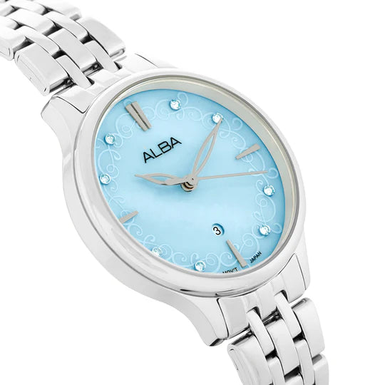 Alba Light Blue MOP Patterned Dial - AH7CR9X1 - KRISHNA WATCH COMPANY