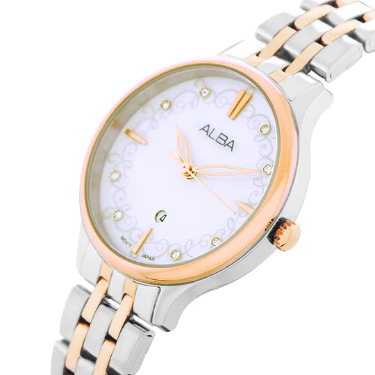 ALBA White MOP Patterned Dial-AH7CR2X1 - KRISHNA WATCH COMPANY