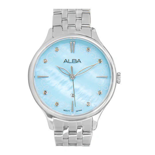 Alba Light Blue MOP Patterned Dial - AH7CR9X1 - KRISHNA WATCH COMPANY
