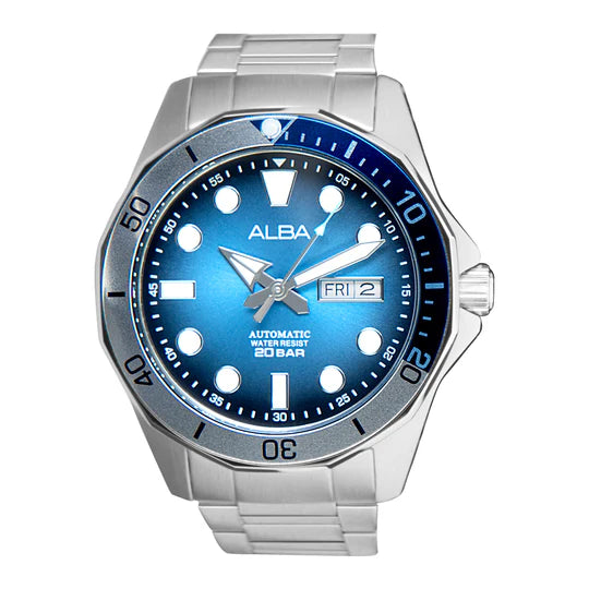 ALBA Light Blue & Black Gradation Dial Automatic Watch AL4549X1 - KRISHNA WATCH COMPANY
